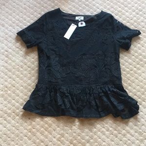 Black Lace Detail Blouse/Top
